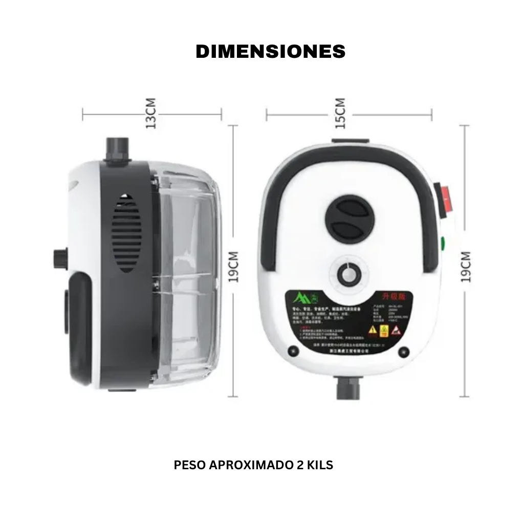 Limpiador Turbo 4 en 1 vapor y aire comprimido e inflador